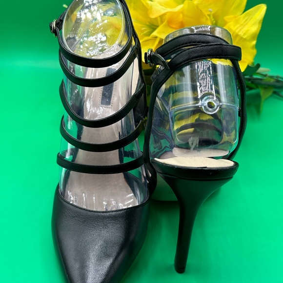 Guess Gwbelona Black Leather Pointy Toe 4” Strappy Heels Size 8 1/2 M - Picture 3 of 11